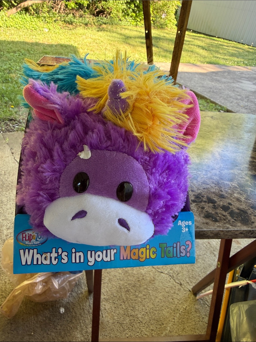 Plush Purple Unicorn Backpack with Yellow & Teal Mane